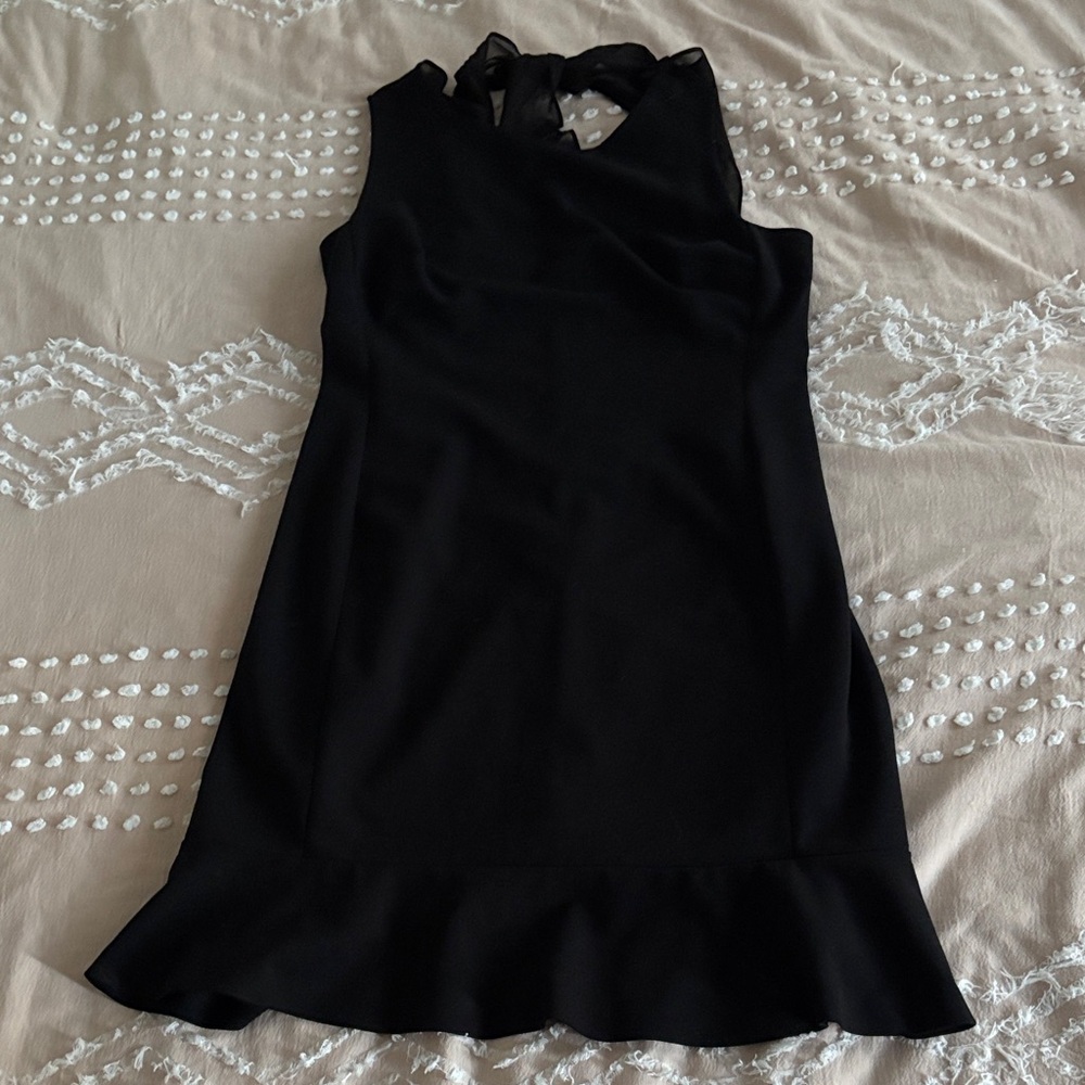 Karl Lagerfeld Classic Black Dress with Chiffon Back Bow Detail